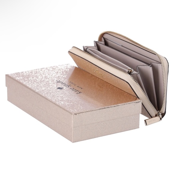 Kate Spade Shimmy Tinsel Glitter Boxed Large Continental Wallet Gold Holiday - Picture 4 of 8